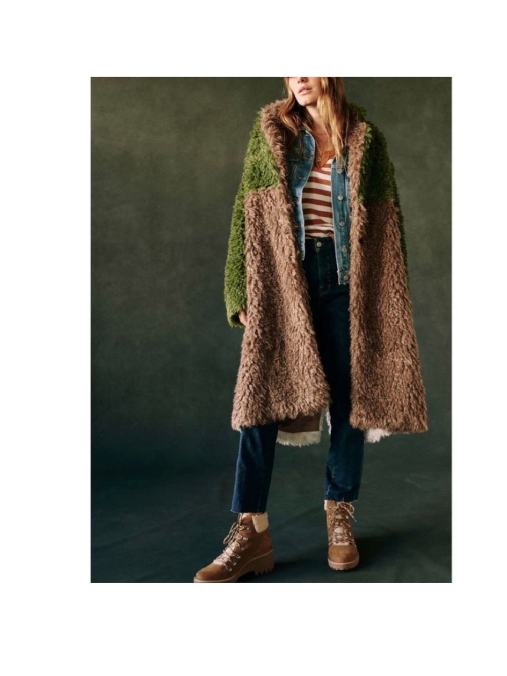 Hutch raye color block Teddy coat Anthropologie M NWT